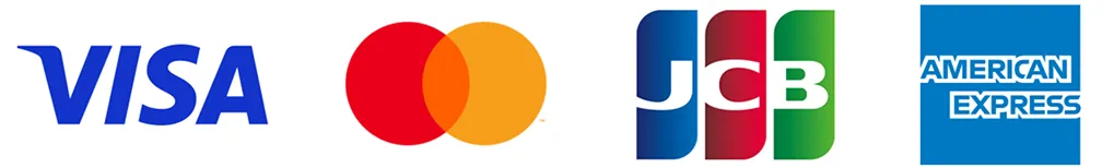 VISA, Mastercard, JCB, American Express, Diners Club